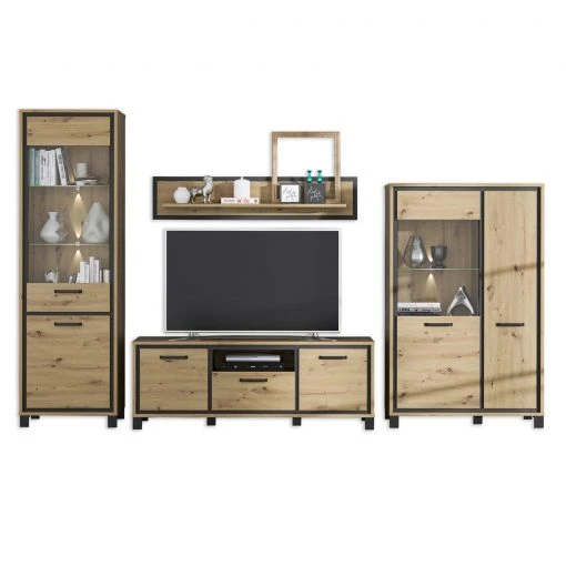 4-teiliges Wohnwand Set - Artisan Eiche - Schwarzeiche 5 4-teiliges Wohnwand Set - Artisan Eiche - Schwarzeiche -Wohnzimmer Verkäufe S000028000 1600Wx1600H