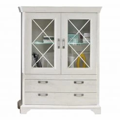 Wohnwand-Set - Pinie weiß - 348 cm - Vitrine - Landhaus 10 Wohnwand-Set - Pinie weiß - 348 cm - Vitrine - Landhaus -Wohnzimmer Verkäufe S000077100 03 1600Wx1600H