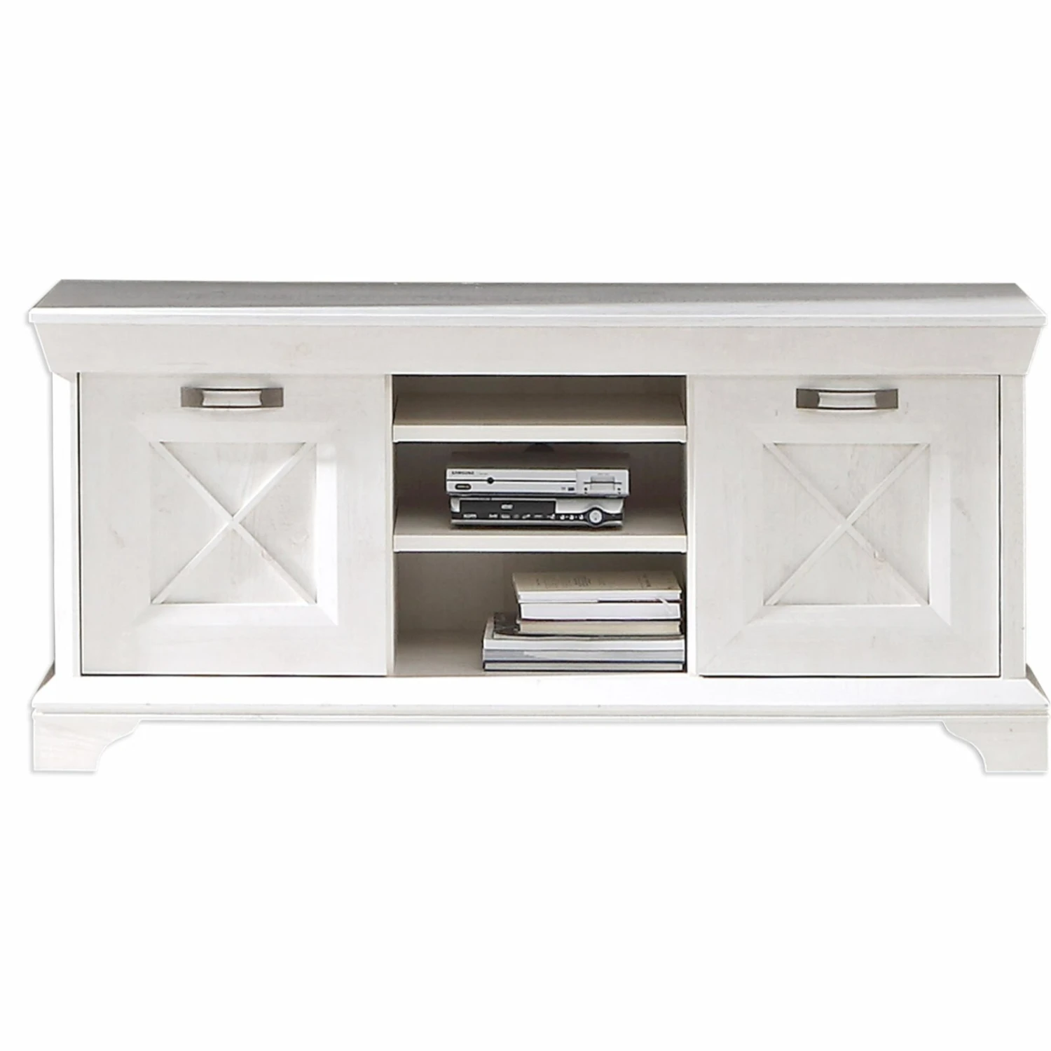 Wohnwand-Set - Pinie weiß - 348 cm - Vitrine - Landhaus 4 Wohnwand-Set - Pinie weiß - 348 cm - Vitrine - Landhaus – Bild 4