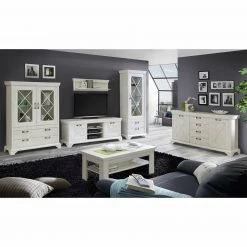 Wohnwand-Set - Pinie weiß - 348 cm - Vitrine - Landhaus 7 Wohnwand-Set - Pinie weiß - 348 cm - Vitrine - Landhaus -Wohnzimmer Verkäufe S000077100 06 1600Wx1600H