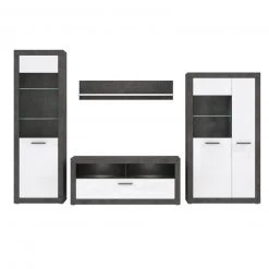 4-teiliges Wohnwand-Set - Betonoptik - weiß - 314 cm breit -Wohnzimmer Verkäufe S000077200 02 1600Wx1600H