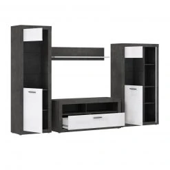 4-teiliges Wohnwand-Set - Betonoptik - weiß - 314 cm breit -Wohnzimmer Verkäufe S000077200 03 1600Wx1600H