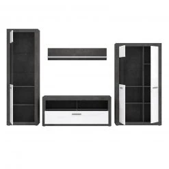 4-teiliges Wohnwand-Set - Betonoptik - weiß - 314 cm breit -Wohnzimmer Verkäufe S000077200 04 1600Wx1600H