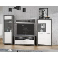 4-teiliges Wohnwand-Set - Betonoptik - weiß - 314 cm breit -Wohnzimmer Verkäufe S000077200 06 1600Wx1600H