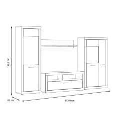 4-teiliges Wohnwand-Set - Betonoptik - weiß - 314 cm breit -Wohnzimmer Verkäufe S000077200 07 1600Wx1600H