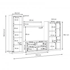 4-teiliges Wohnwand-Set - Betonoptik - weiß - 314 cm breit -Wohnzimmer Verkäufe S000077200 08 1600Wx1600H