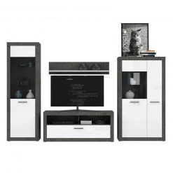 4-teiliges Wohnwand-Set - Betonoptik - weiß - 314 cm breit -Wohnzimmer Verkäufe S000077200 09 1600Wx1600H