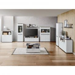 Luca Bessoni 4-teiliges Wohnwand-Set ALASSIO - weiß Hochglanz - Matera dunkel -Wohnzimmer Verkäufe S000080900 03 1600Wx1600H