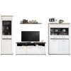 Luca Bessoni 4-teiliges Wohnwand-Set ALASSIO - weiß Hochglanz - Matera dunkel