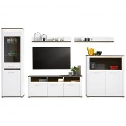 Wohnzimmer Verkäufe 11 Luca Bessoni 5-teiliges Wohnwand-Set ALASSIO - weiß Hochglanz - Matera dunkel