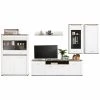 Luca Bessoni 5-teiliges Wohnwand-Set ALASSIO - weiß Hochglanz - Matera dunkel