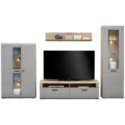 Luca Bessoni 4-teiliges Wohnwand-Set AURIS - Basalt - Flagstaff Eiche